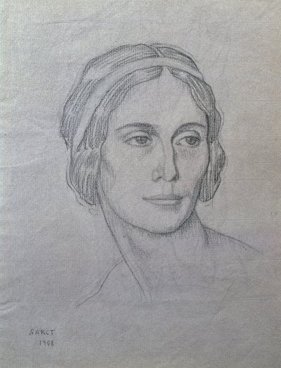 Retrato de Anna Pavlova (1881-1931), 1908 (carboncillo sobre papel) de Leon Bakst